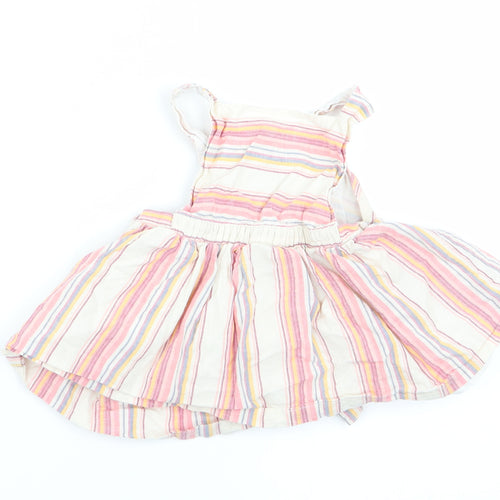 Fred & Flor Girls Pink Striped  Pinafore/Dungaree Dress  Size 3-6 Months