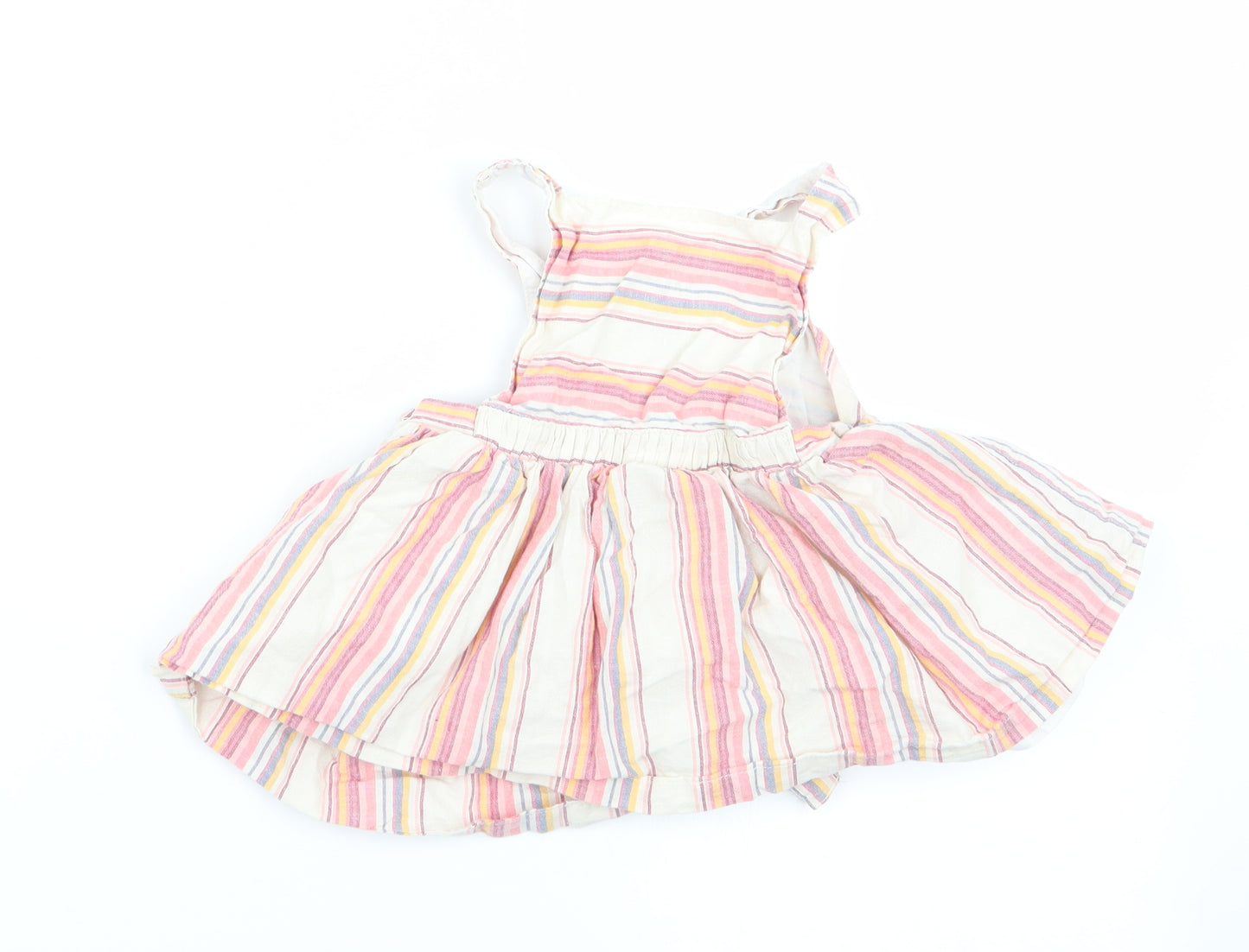Fred & Flor Girls Pink Striped  Pinafore/Dungaree Dress  Size 3-6 Months