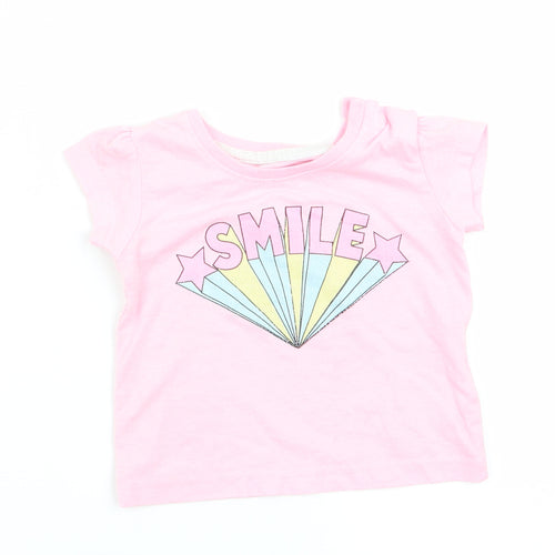 Primark Girls Pink   Basic T-Shirt Size 0-3 Months  - Smile