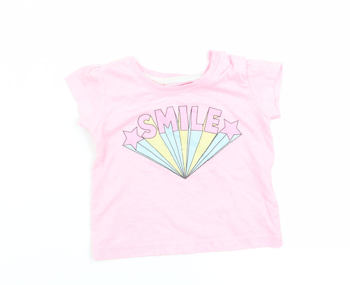 Primark Girls Pink   Basic T-Shirt Size 0-3 Months  - Smile