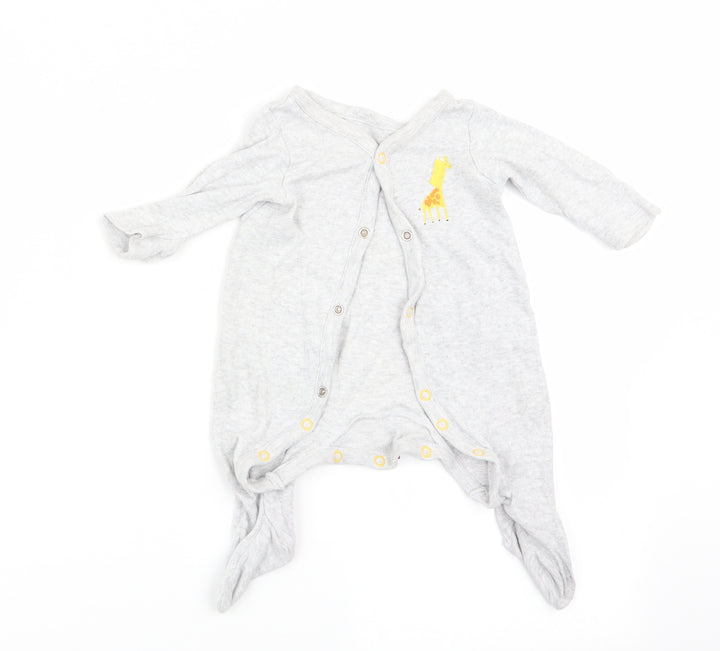 Mothercare Boys Grey Animal Print Babygrow One-Piece Size Newborn - Giraffe Logo