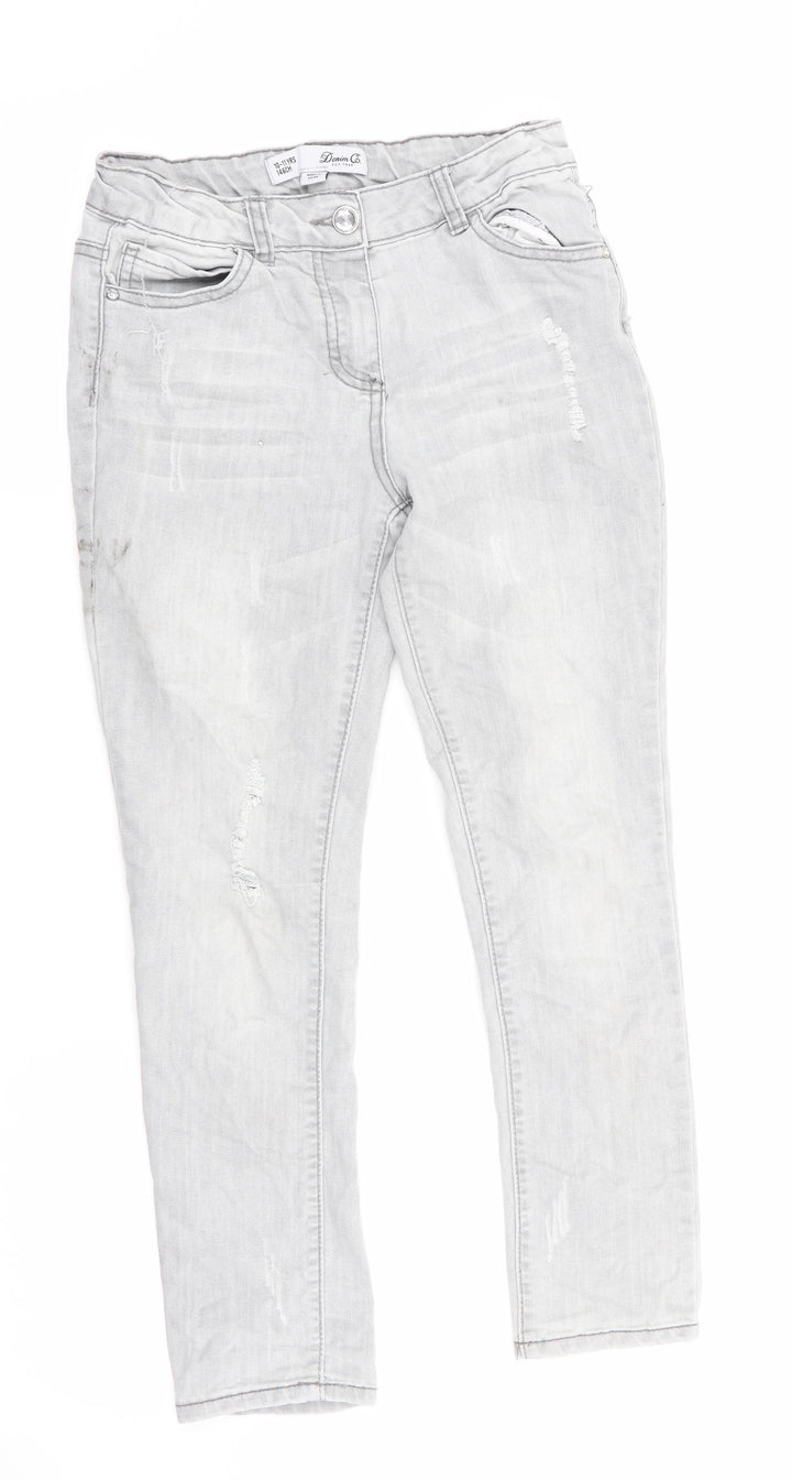 Denim Co Girls Grey Skinny Jeans Size 10-11 Years - Distressed Jeans