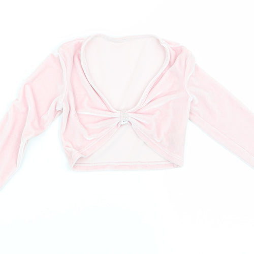 Minella Girls Pink  Velvet Basic Blouse Size 4-5 Years  - Ruched Front