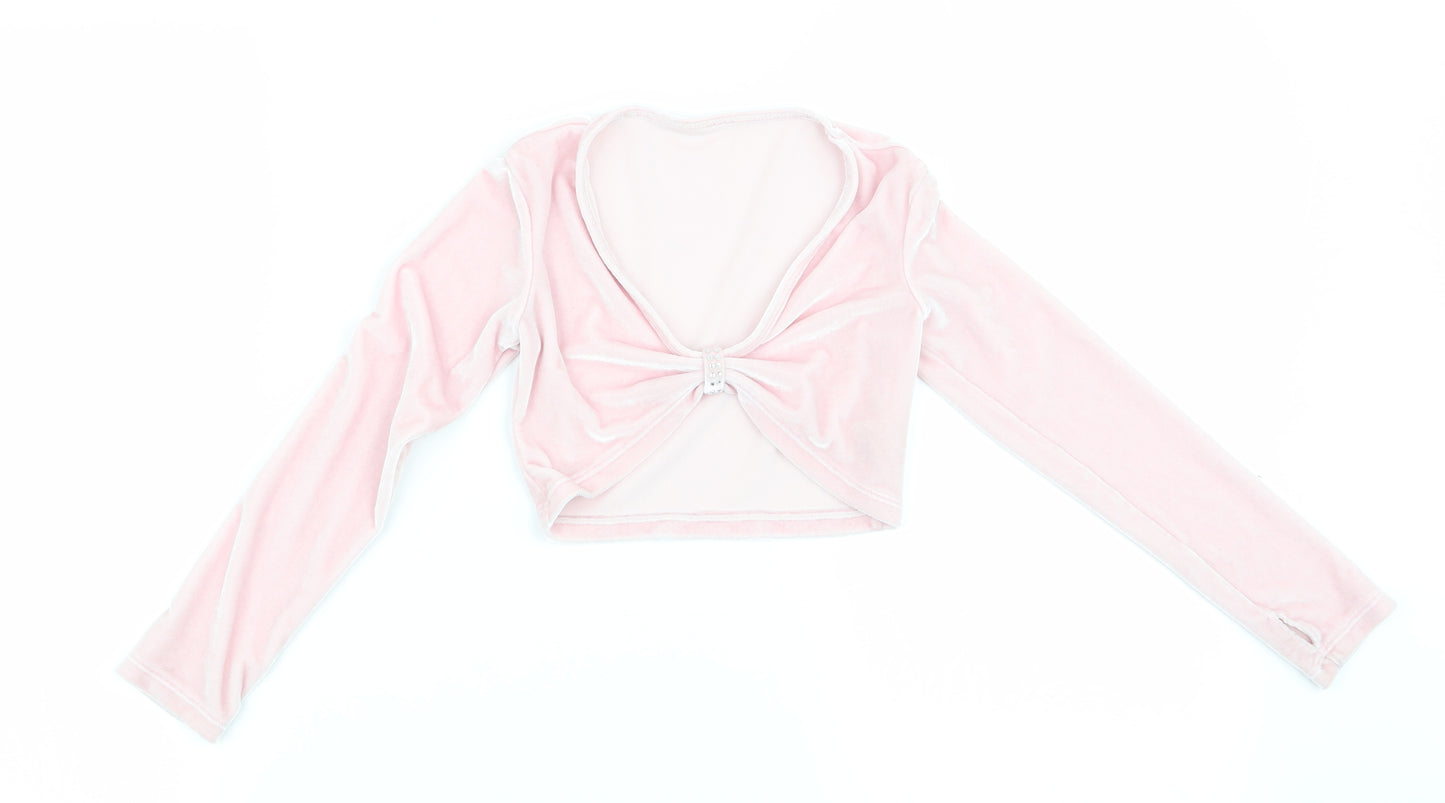 Minella Girls Pink  Velvet Basic Blouse Size 4-5 Years  - Ruched Front