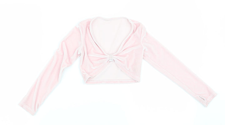 Minella Girls Pink  Velvet Basic Blouse Size 4-5 Years  - Ruched Front