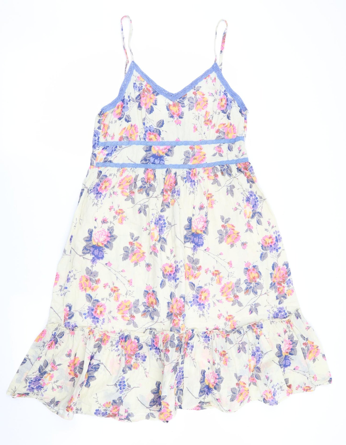 Kushi Womens Ivory Floral  Fit & Flare  Size 12  - elasticated back