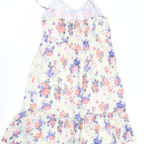 Kushi Womens Ivory Floral  Fit & Flare  Size 12  - elasticated back