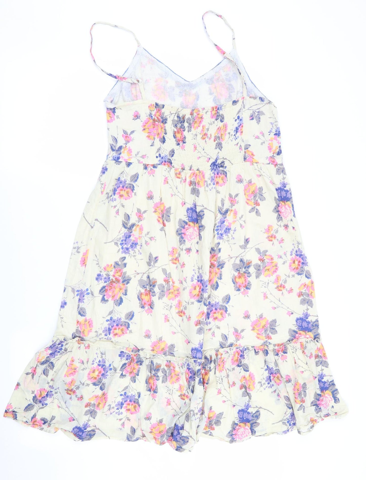 Kushi Womens Ivory Floral  Fit & Flare  Size 12  - elasticated back
