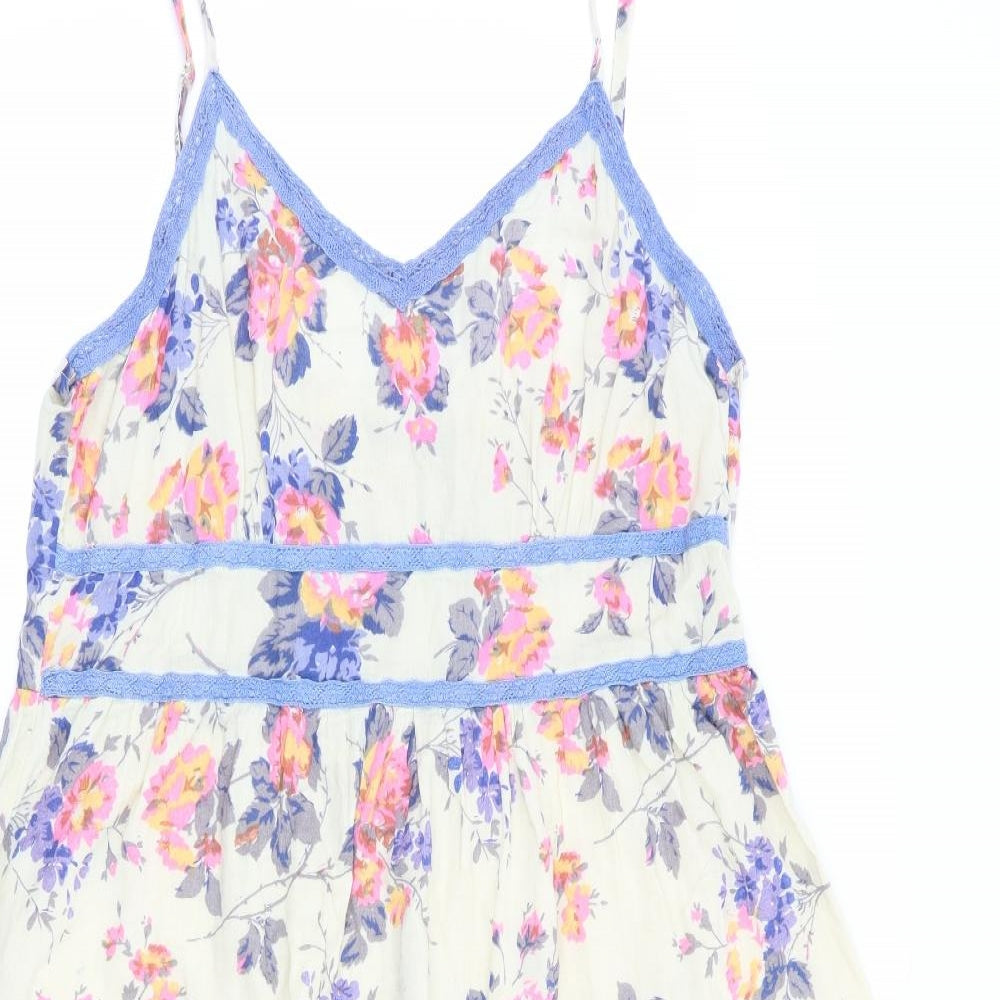 Kushi Womens Ivory Floral  Fit & Flare  Size 12  - elasticated back