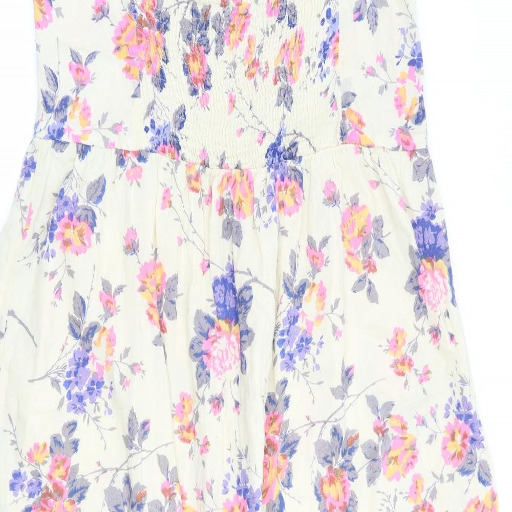 Kushi Womens Ivory Floral  Fit & Flare  Size 12  - elasticated back