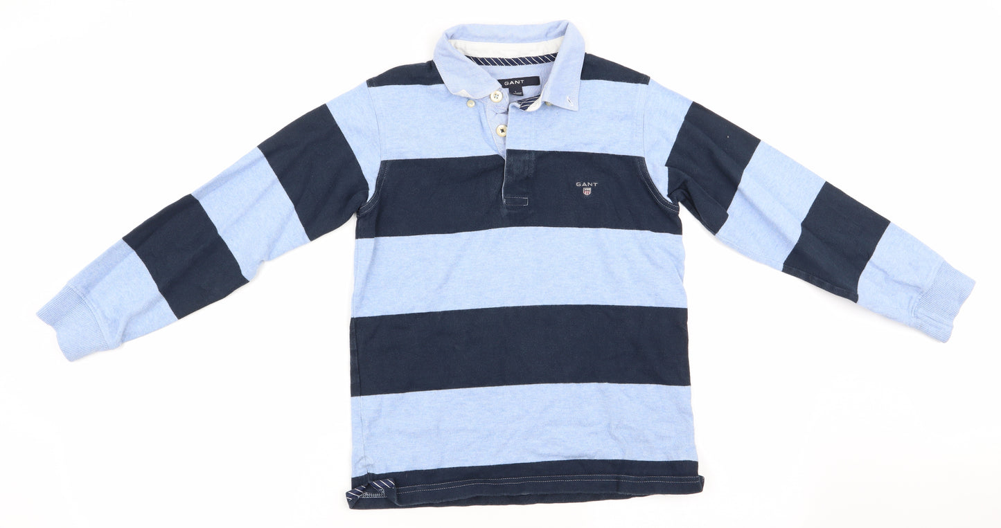 GANT Boys Blue Striped  Pullover Jumper Size 9-10 Years  - Chambray look collar