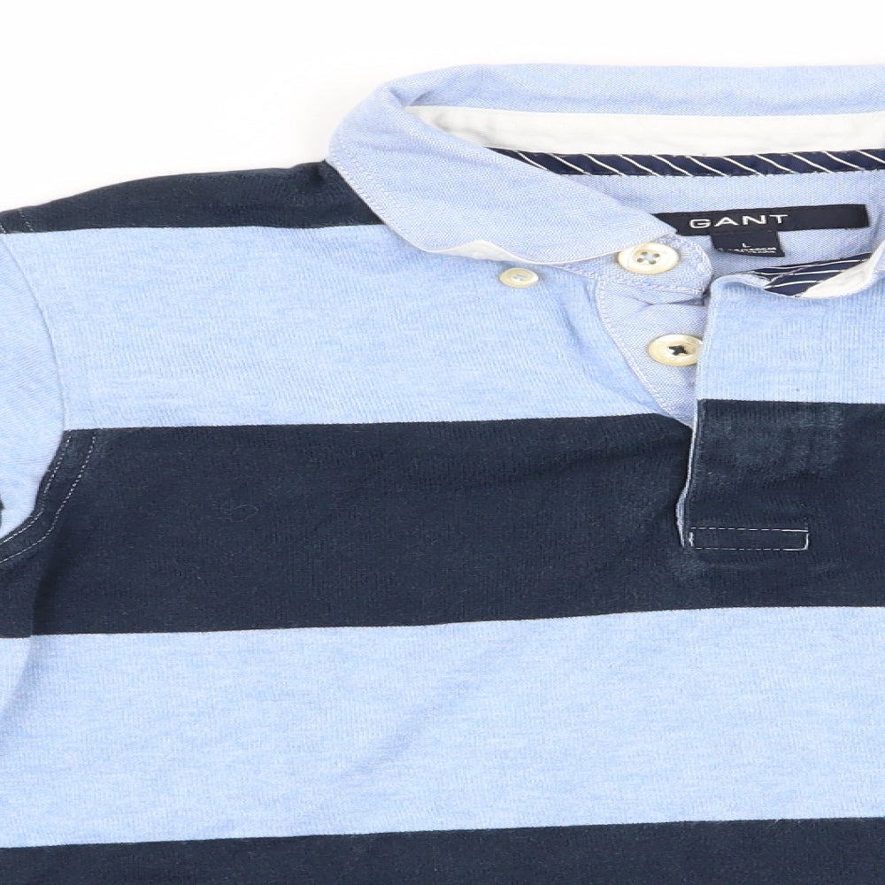 GANT Boys Blue Striped  Pullover Jumper Size 9-10 Years  - Chambray look collar