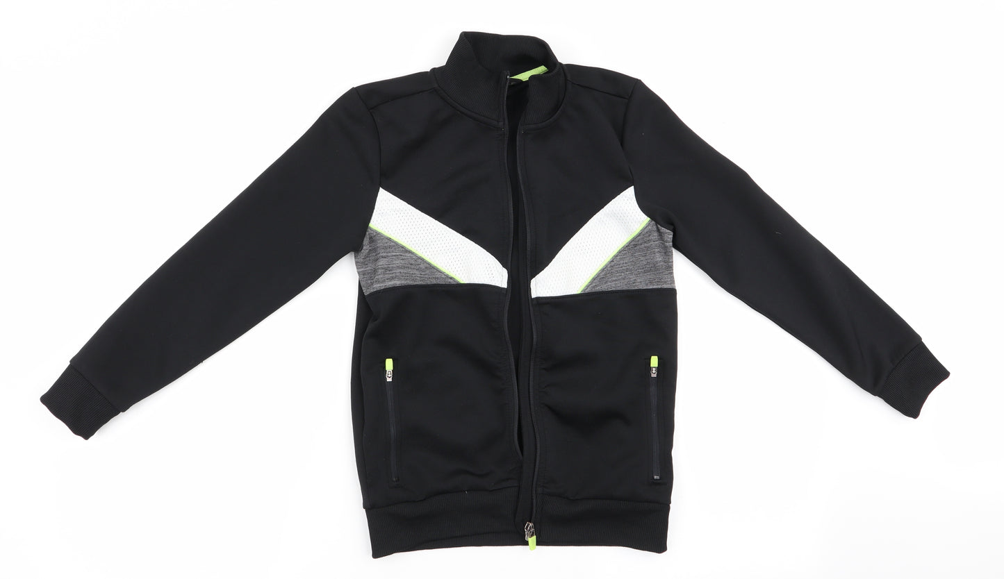 George Boys Black Colourblock  Full Zip Sweatshirt Size 8-9 Years
