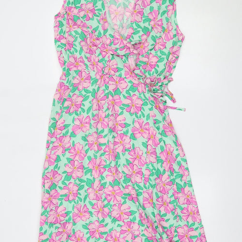 George Womens Green Floral  Wrap Dress  Size 14