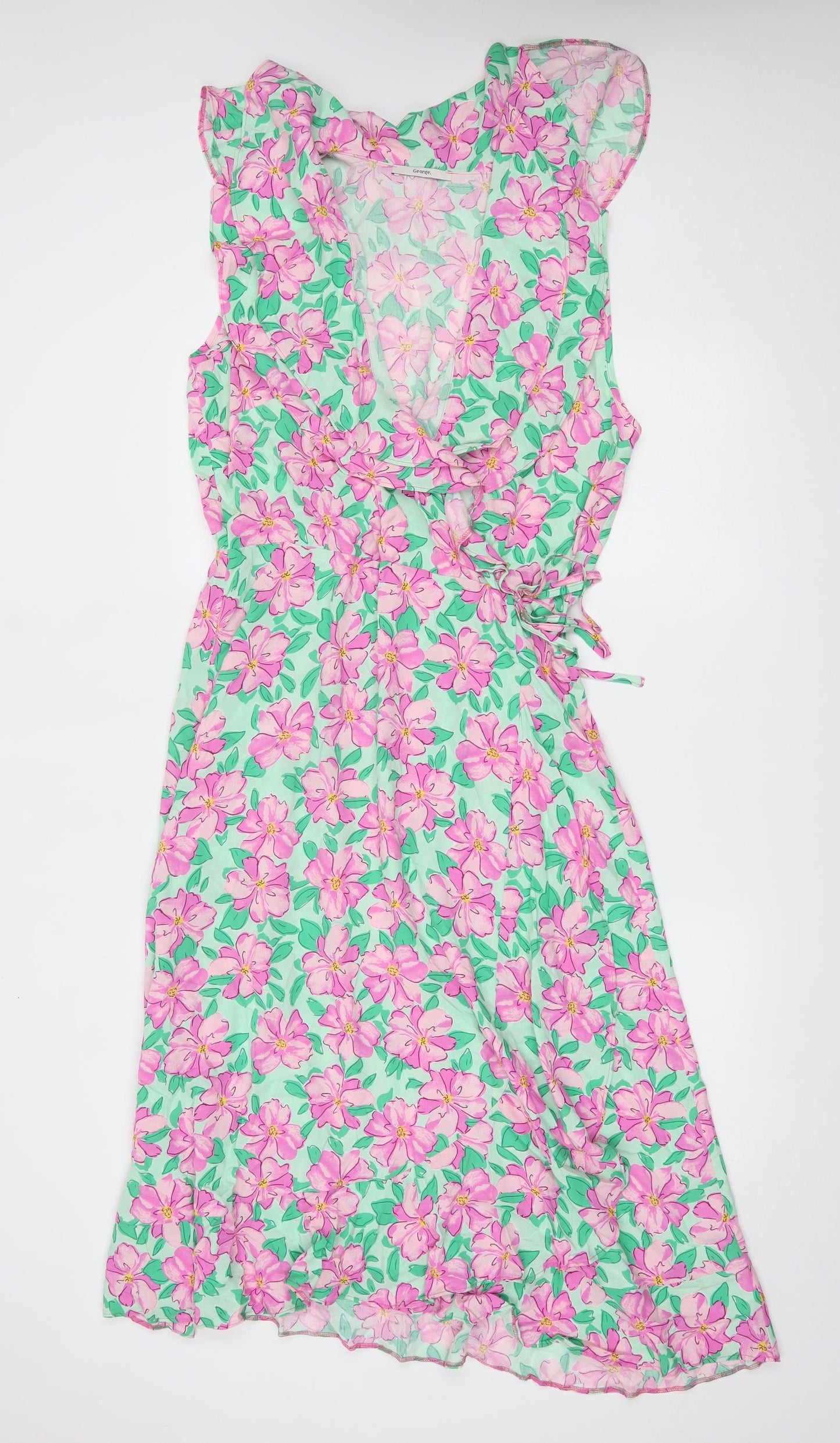 George Womens Green Floral  Wrap Dress  Size 14