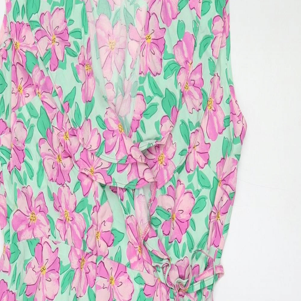 George Womens Green Floral  Wrap Dress  Size 14