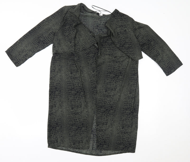 H&M Womens Green Animal Print  Wrap Blouse Size 8