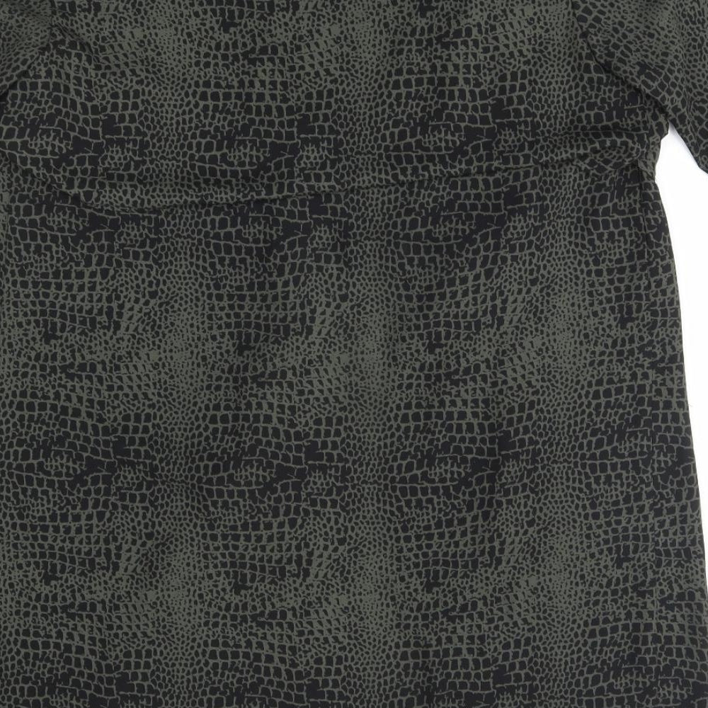 H&M Womens Green Animal Print  Wrap Blouse Size 8