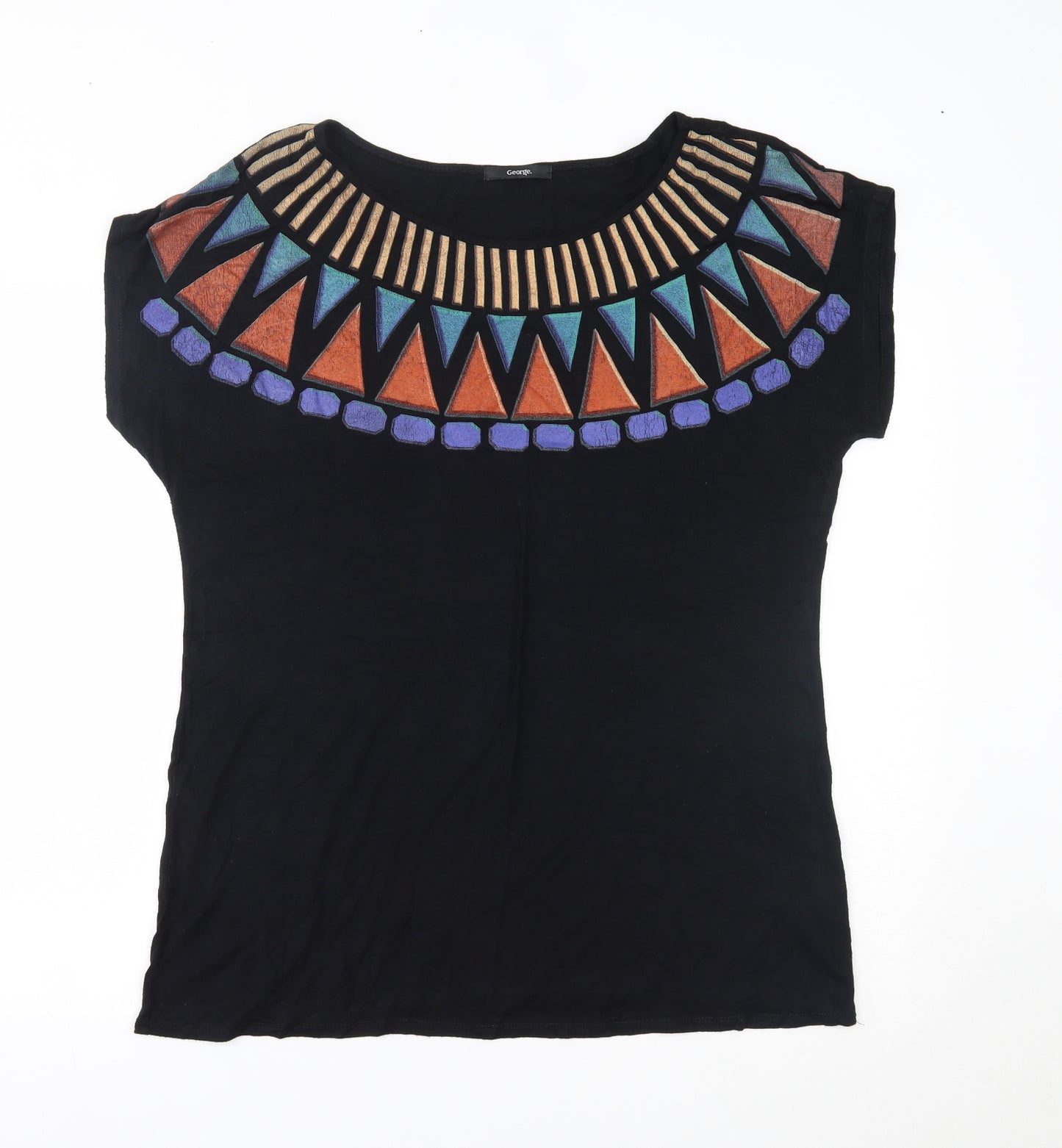 George Womens Black Fair Isle  Basic Blouse Size 18