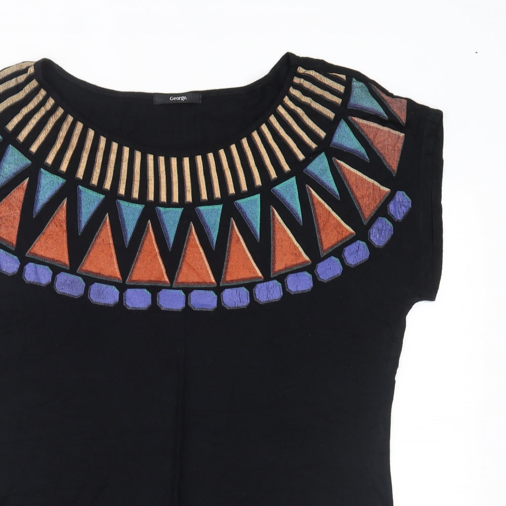 George Womens Black Fair Isle  Basic Blouse Size 18