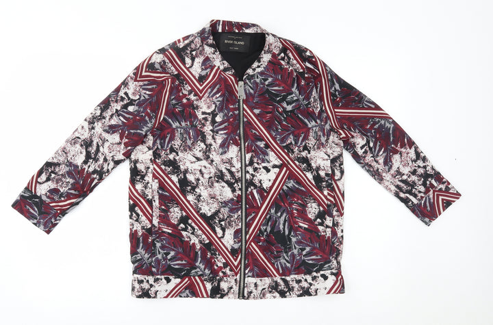 River Island Womens Red Geometric Jacket Size 8