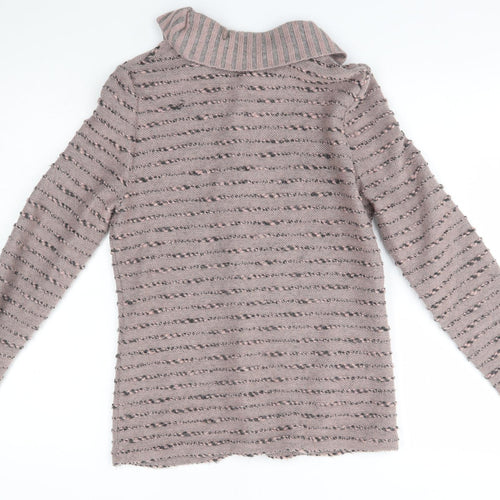 az Womens Pink Striped  Cardigan Jumper One Size