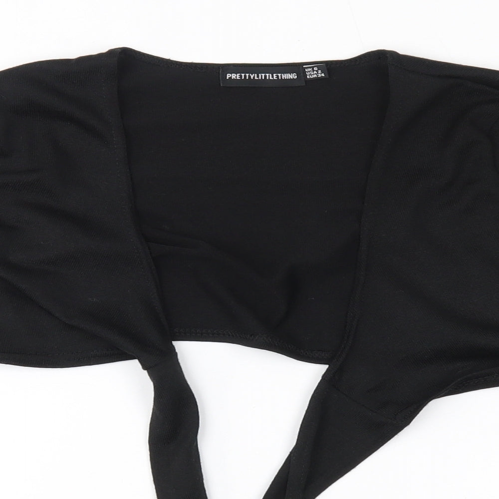 PRETTYLITTLETHING Womens Black   Shrug Jumper Size 6  - cropped