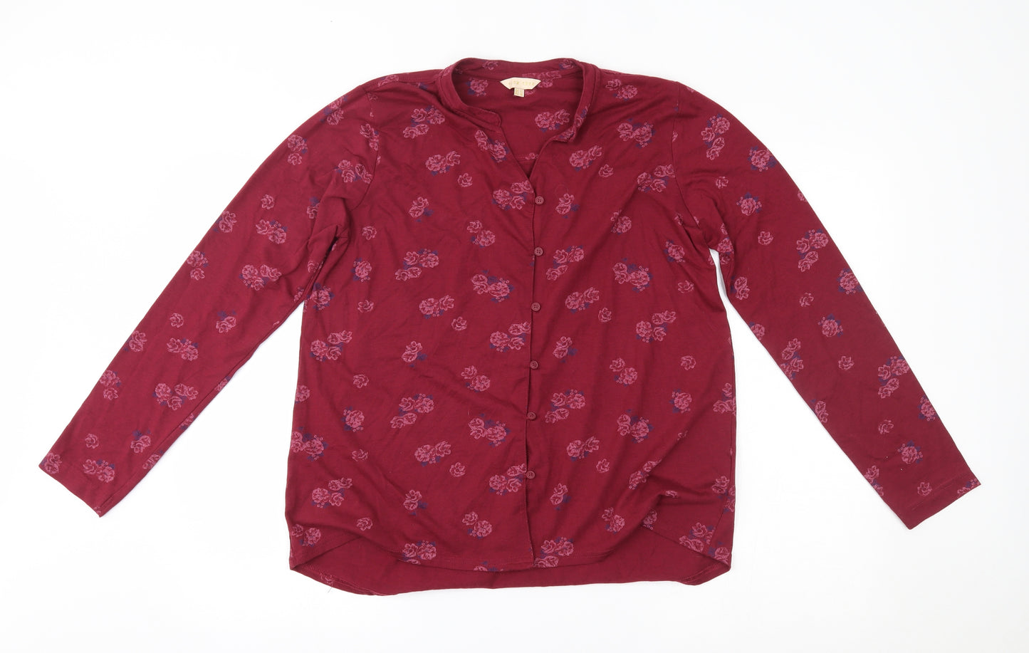 plum tree Womens Red Floral  Basic Button-Up Size 12