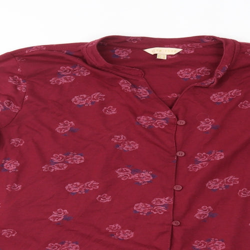 plum tree Womens Red Floral  Basic Button-Up Size 12