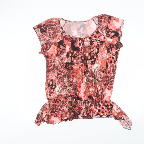 mimosa Womens Pink Floral  Basic T-Shirt Size 16