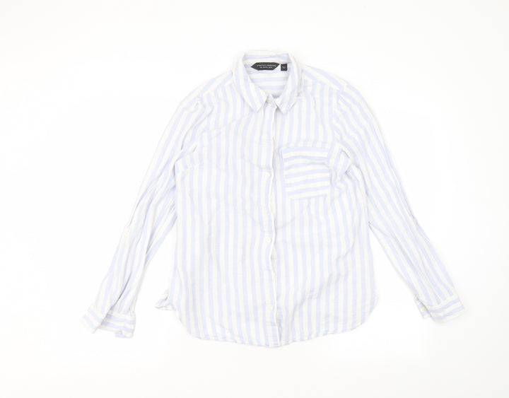 Dorothy Perkins Womens White Striped  Basic Button-Up Size 10