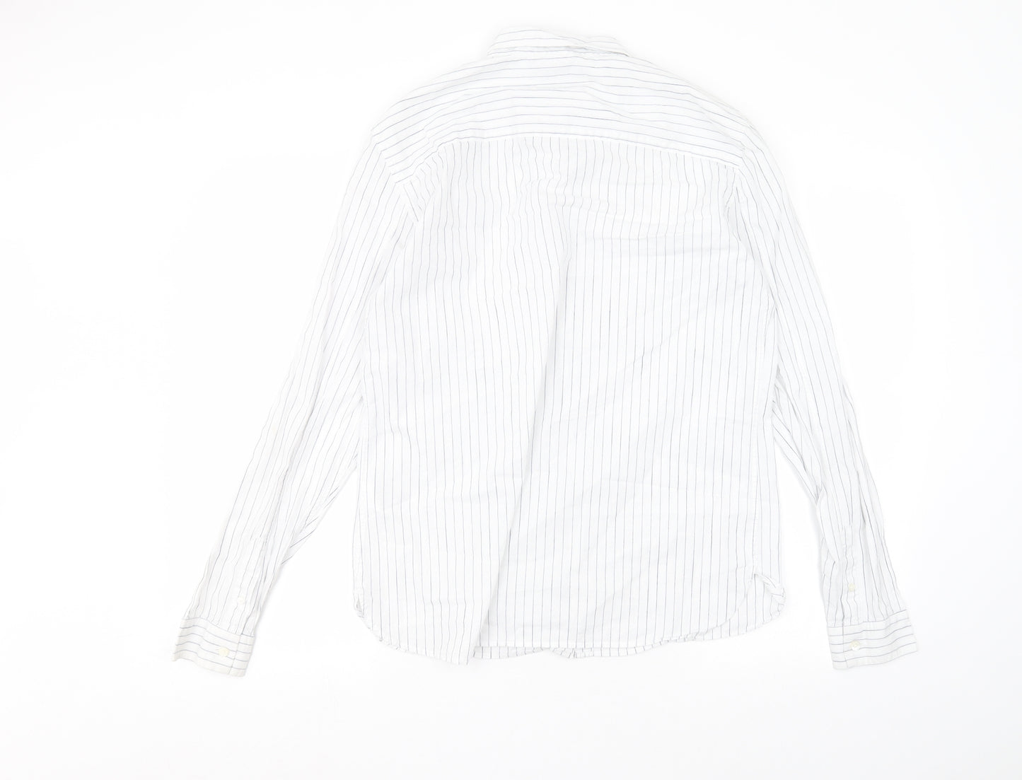 AllSaints Mens White Striped   Dress Shirt Size M