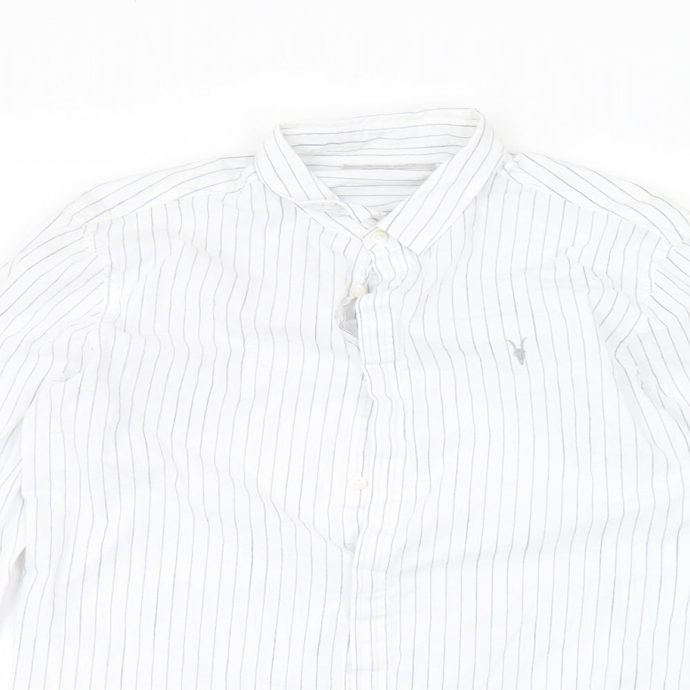 AllSaints Mens White Striped   Dress Shirt Size M