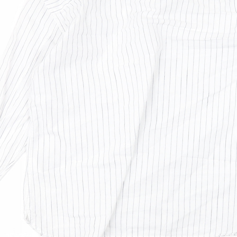 AllSaints Mens White Striped   Dress Shirt Size M