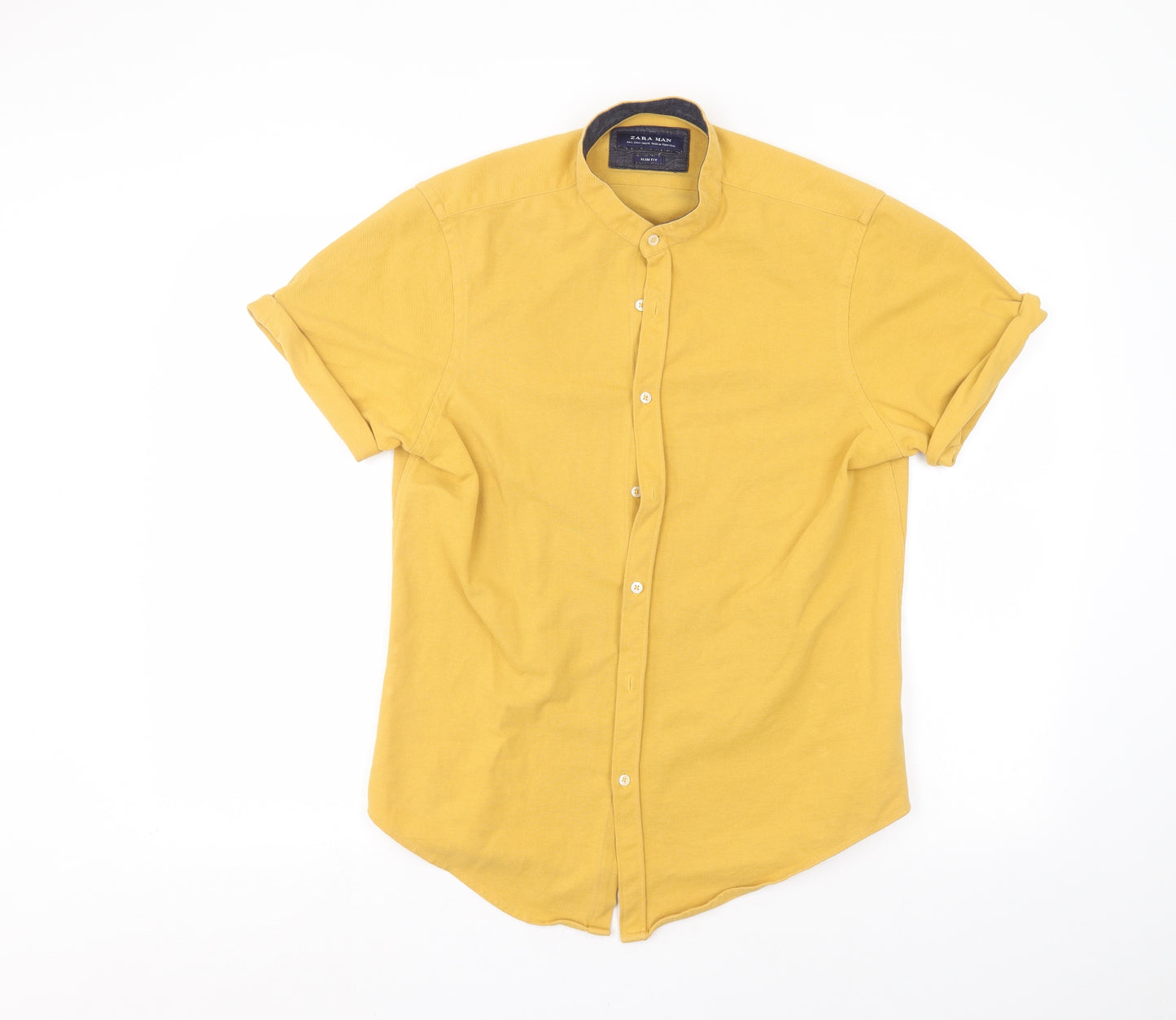 Zara Mens Yellow    Dress Shirt Size L