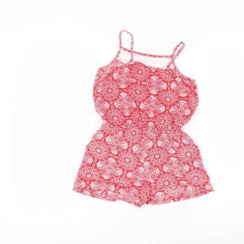 TU Girls Red Floral  Jumpsuit One-Piece Size 10 Years