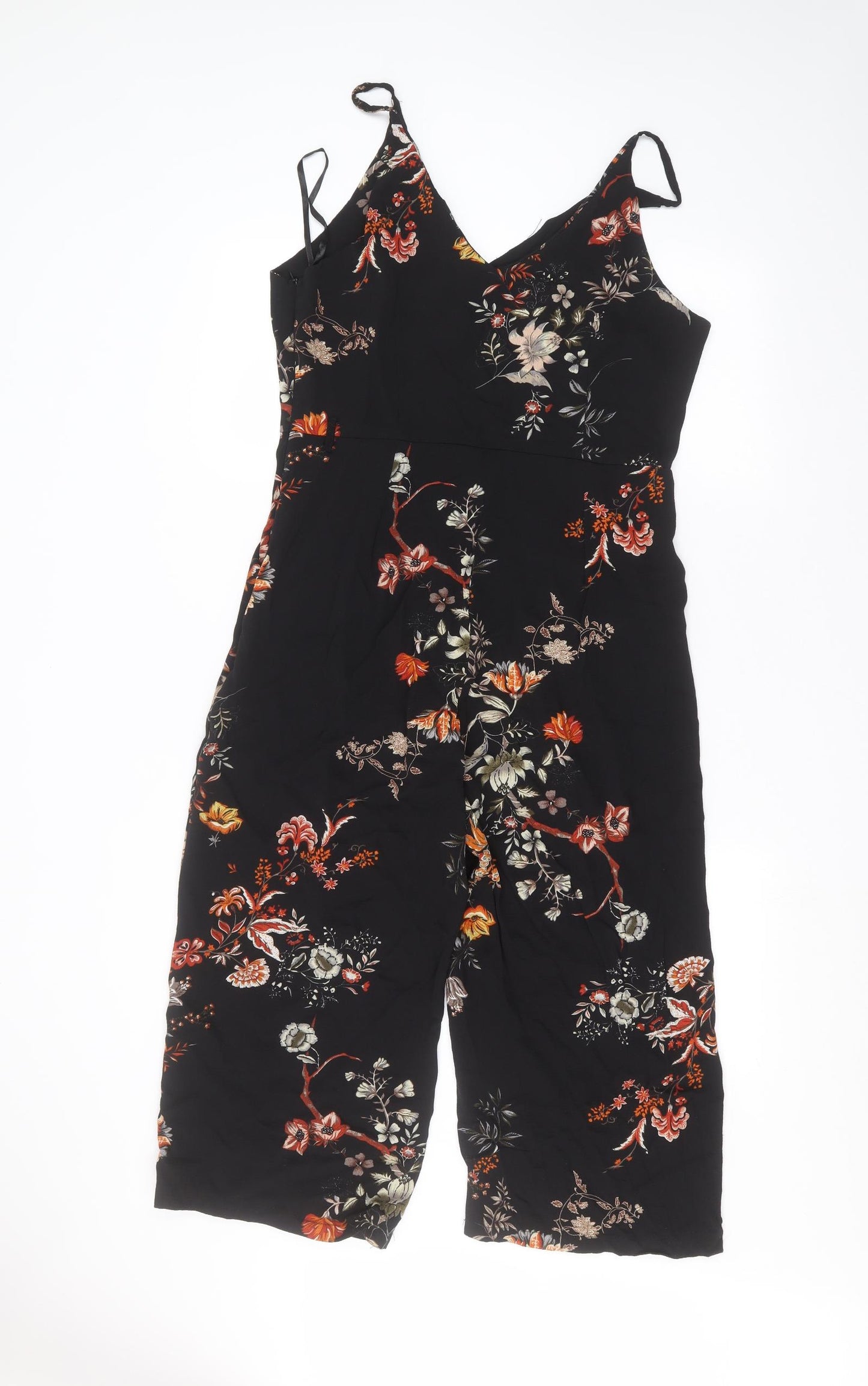 AX Paris Womens Black Floral  Jumpsuit One-Piece Size 12