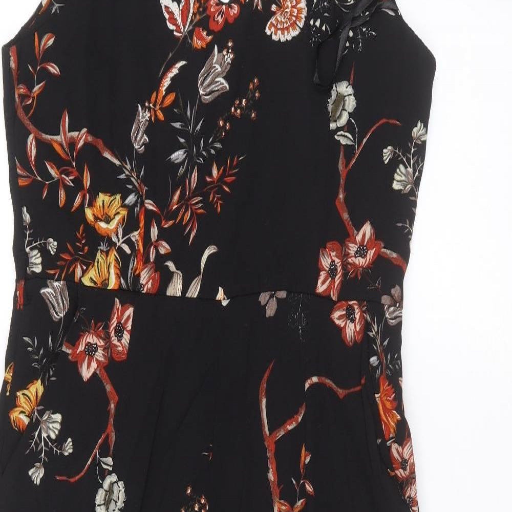 AX Paris Womens Black Floral  Jumpsuit One-Piece Size 12