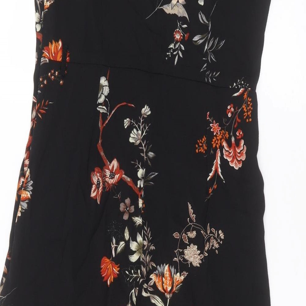AX Paris Womens Black Floral  Jumpsuit One-Piece Size 12