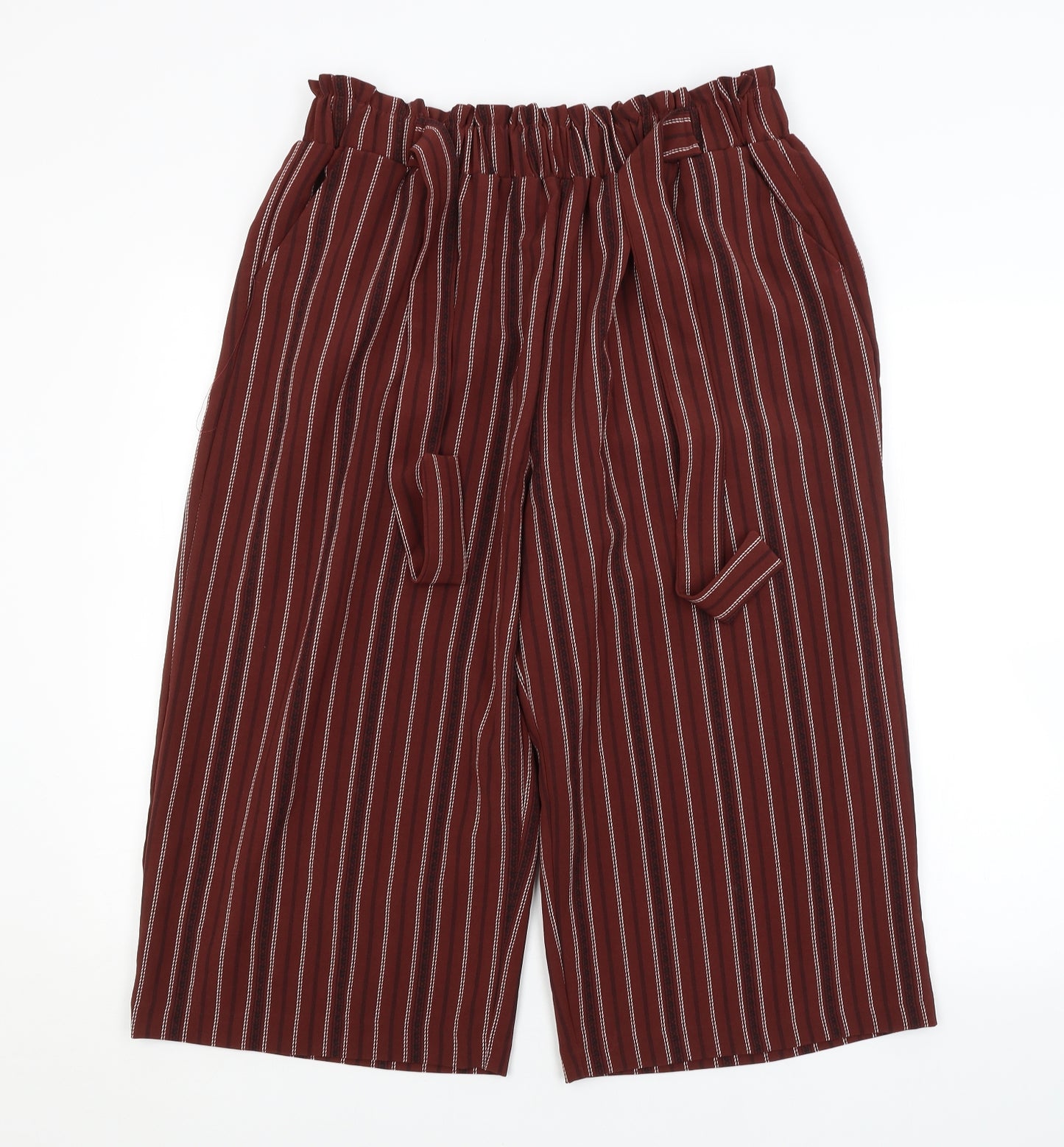 New Look Womens Brown Striped  Bloomer Trousers Size 16 L20 in