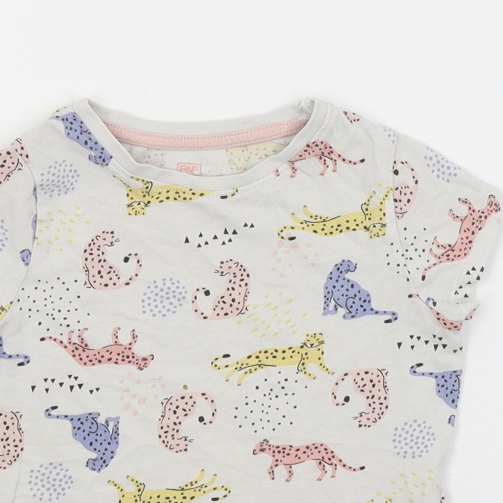 F&F Boys White Animal Print  Basic T-Shirt Size 2-3 Years