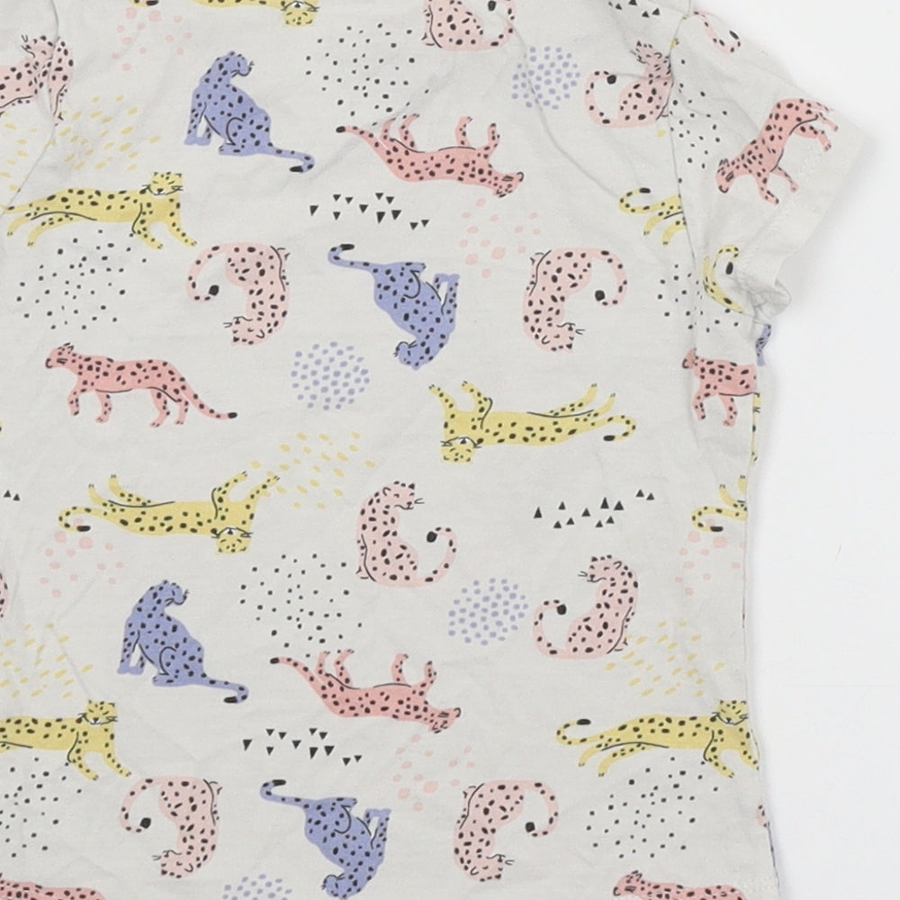 F&F Boys White Animal Print  Basic T-Shirt Size 2-3 Years