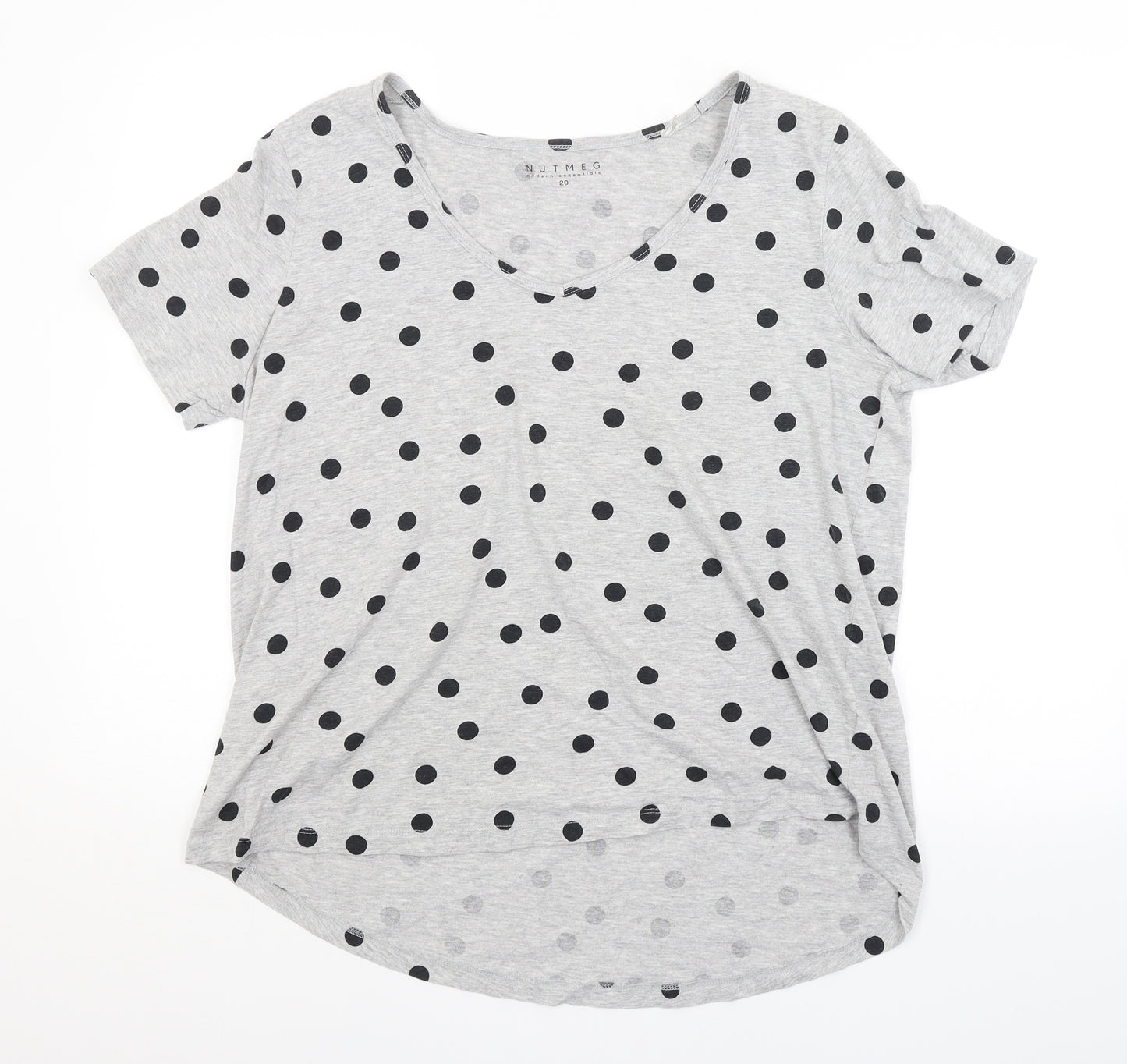 Nutmeg Womens Grey Polka Dot  Basic T-Shirt Size 20