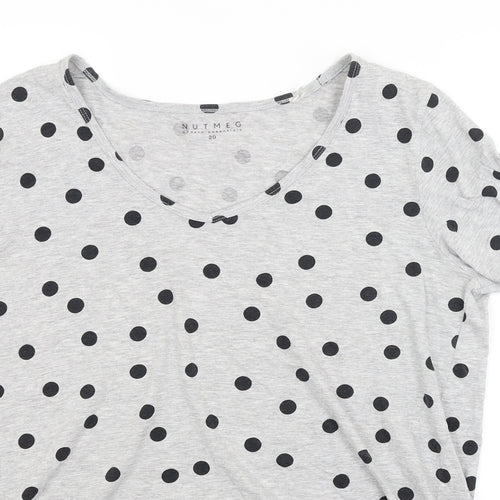 Nutmeg Womens Grey Polka Dot  Basic T-Shirt Size 20