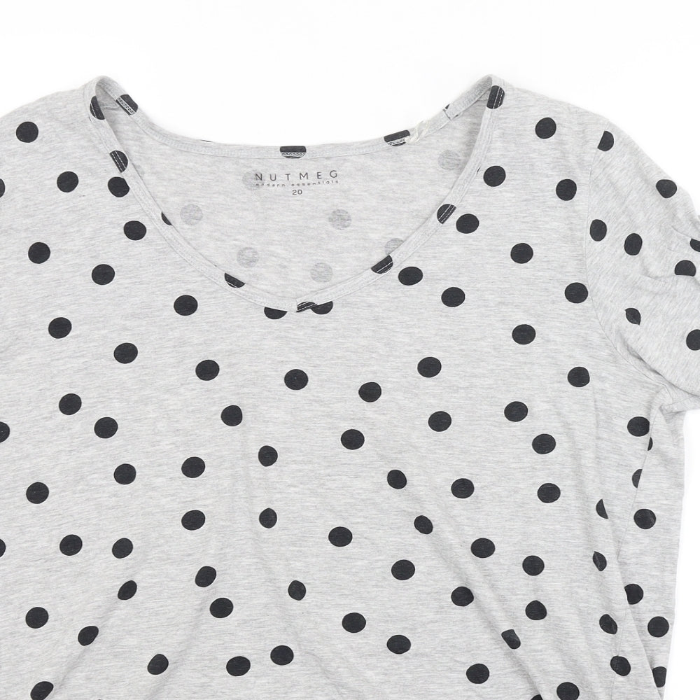 Nutmeg Womens Grey Polka Dot  Basic T-Shirt Size 20
