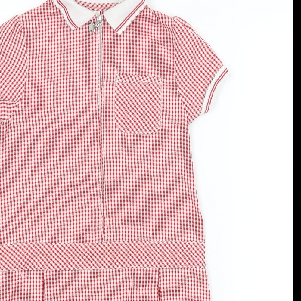 F&F Girls Red Check  A-Line  Size 5-6 Years