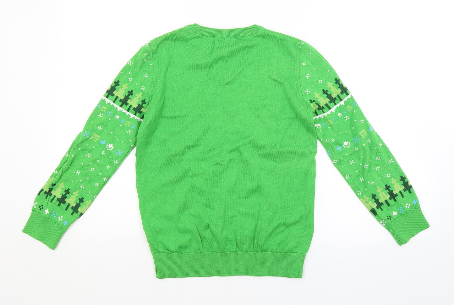 George Boys Green Argyle/Diamond  Pullover Jumper Size 9-10 Years  - MINECRAFT, CHRISTMAS