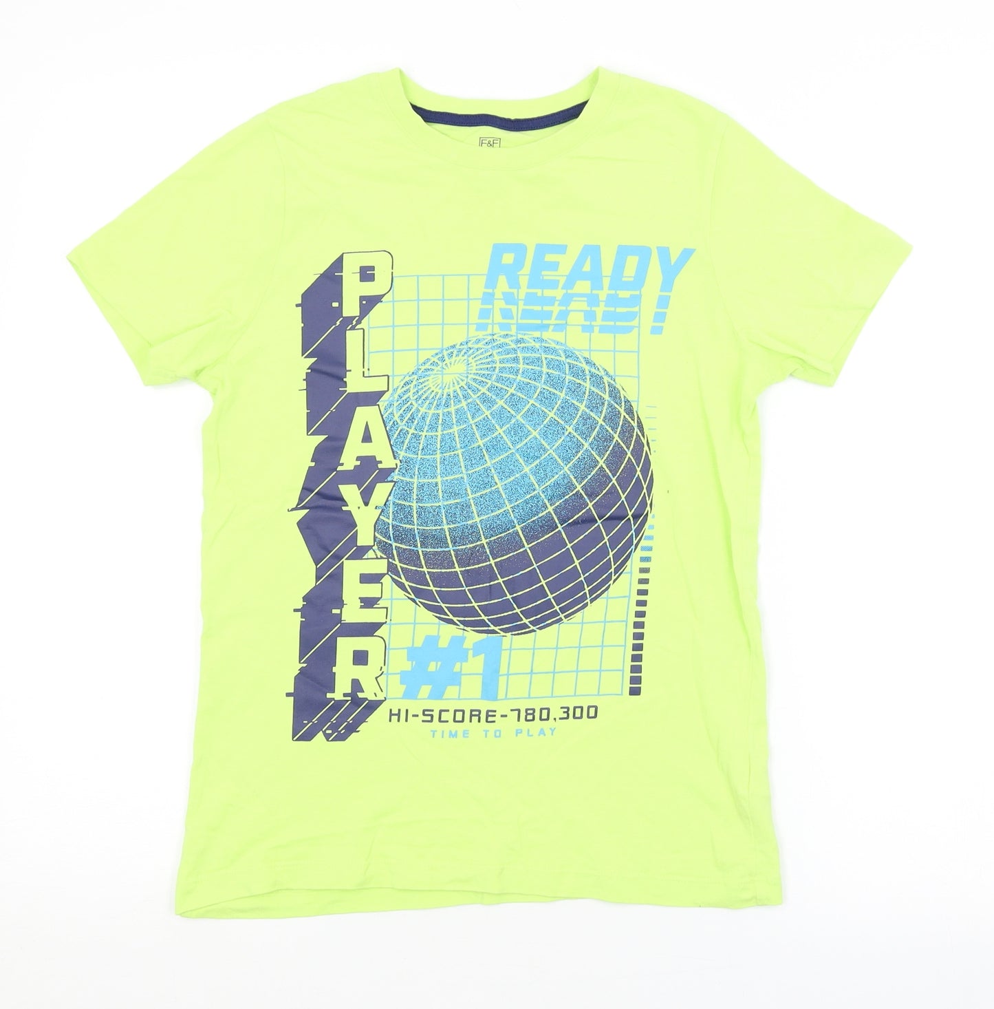 F&F Boys Green   Basic T-Shirt Size 11-12 Years