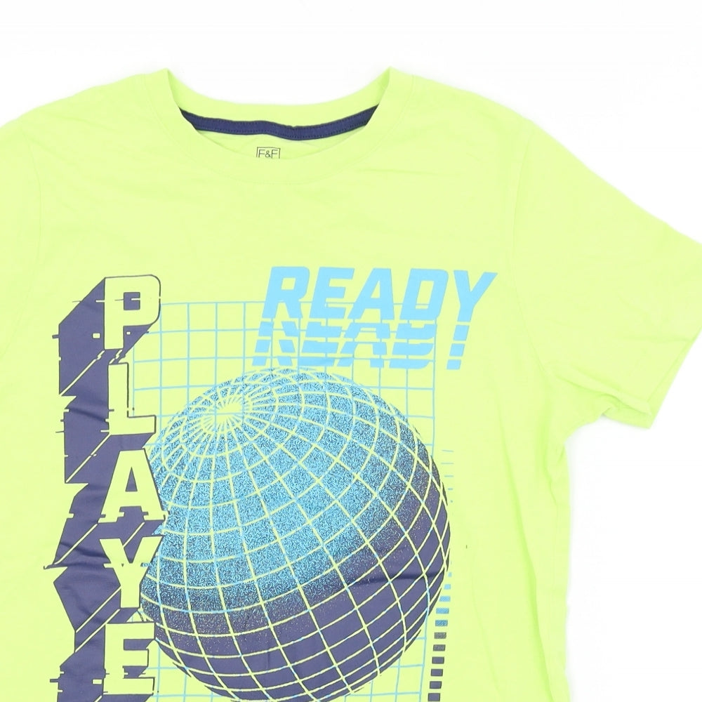 F&F Boys Green   Basic T-Shirt Size 11-12 Years