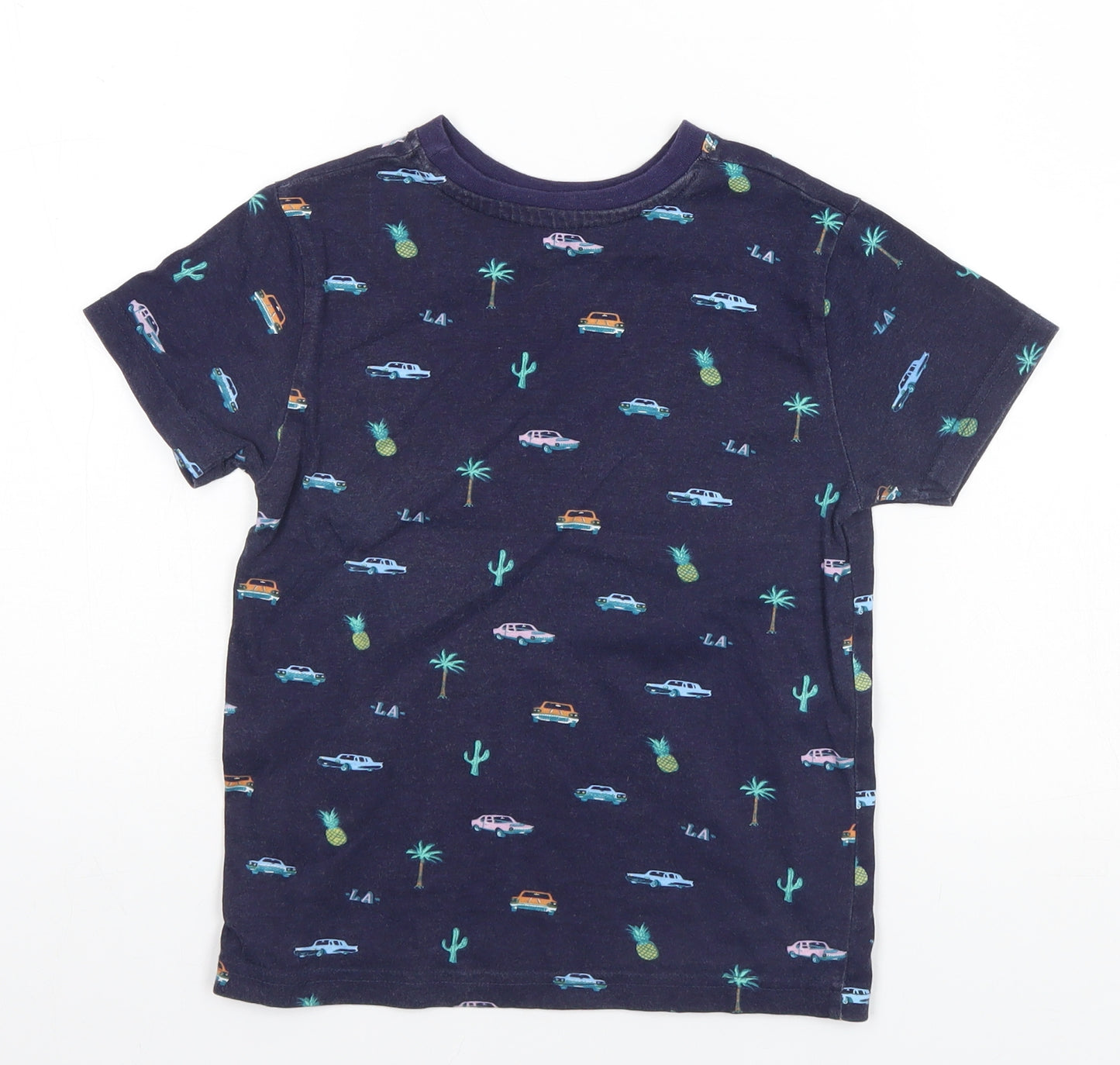 Primark Boys Blue Geometric  Basic T-Shirt Size 5-6 Years  - Cars